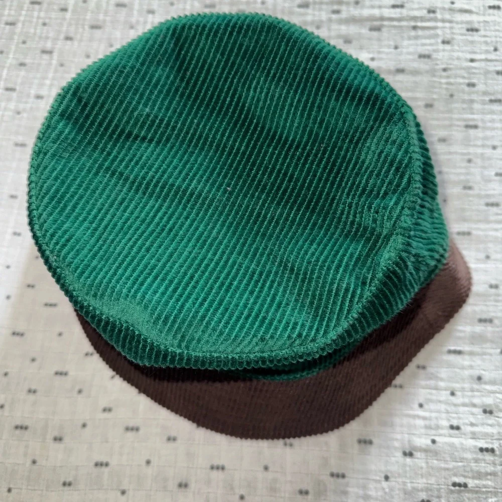 Zara Green and Brown Corduroy Bucket Hat with Patch
